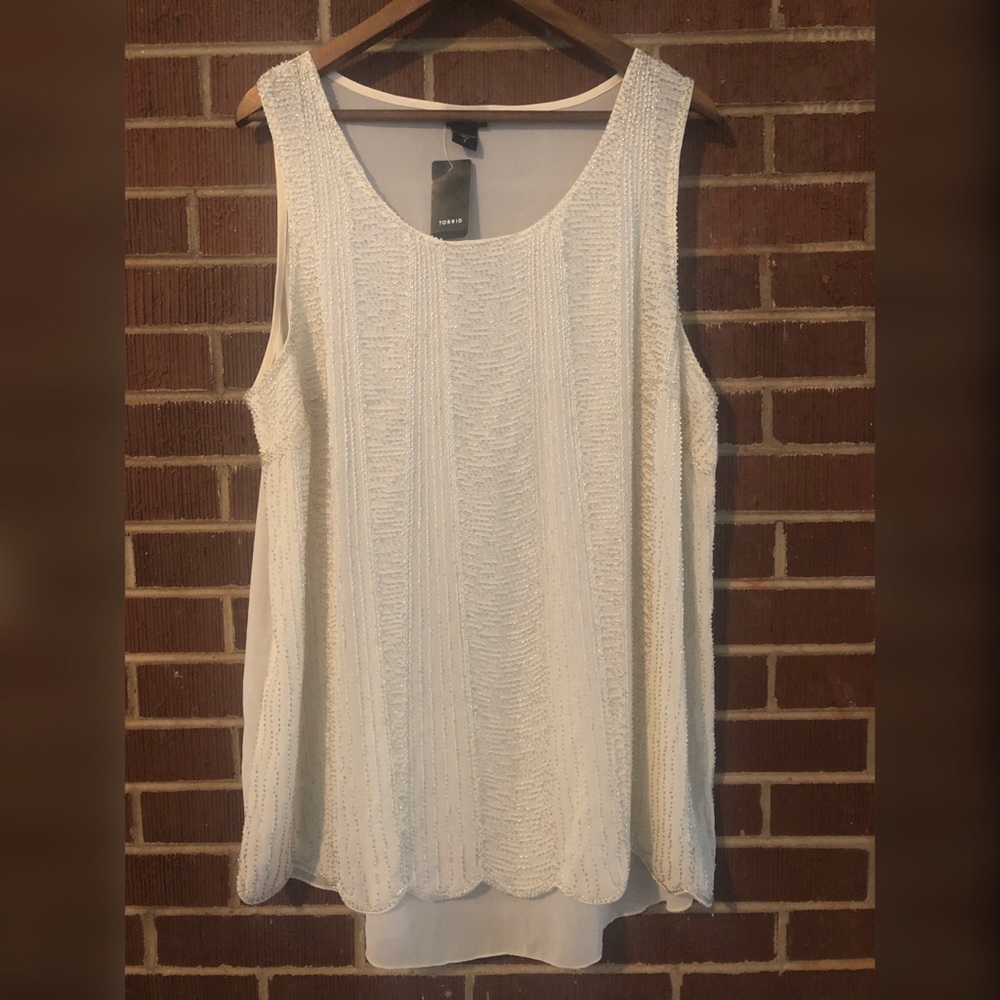 Cream Torrid Heavily Beaded Tank Top - 2X (NWT)